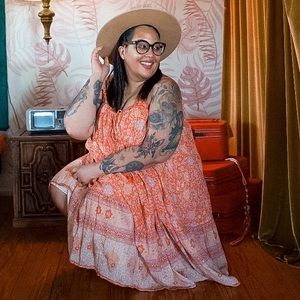 SPELL Love Story Strappy Midi Dress in Red Coral